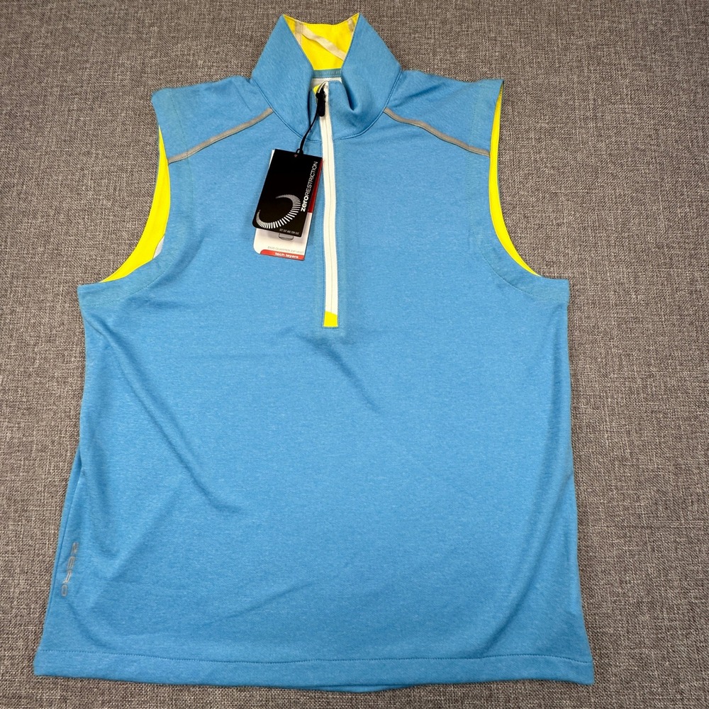 Zero Restriction Z425 Quarter Zip Vest Mens Medium Blue Heather Golf L1017 NEW